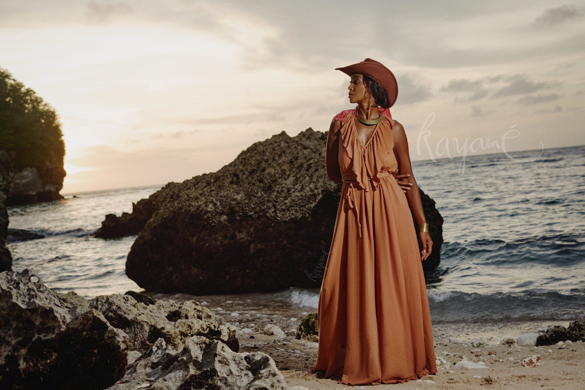 orange goddess dress Greek goddess halter dress